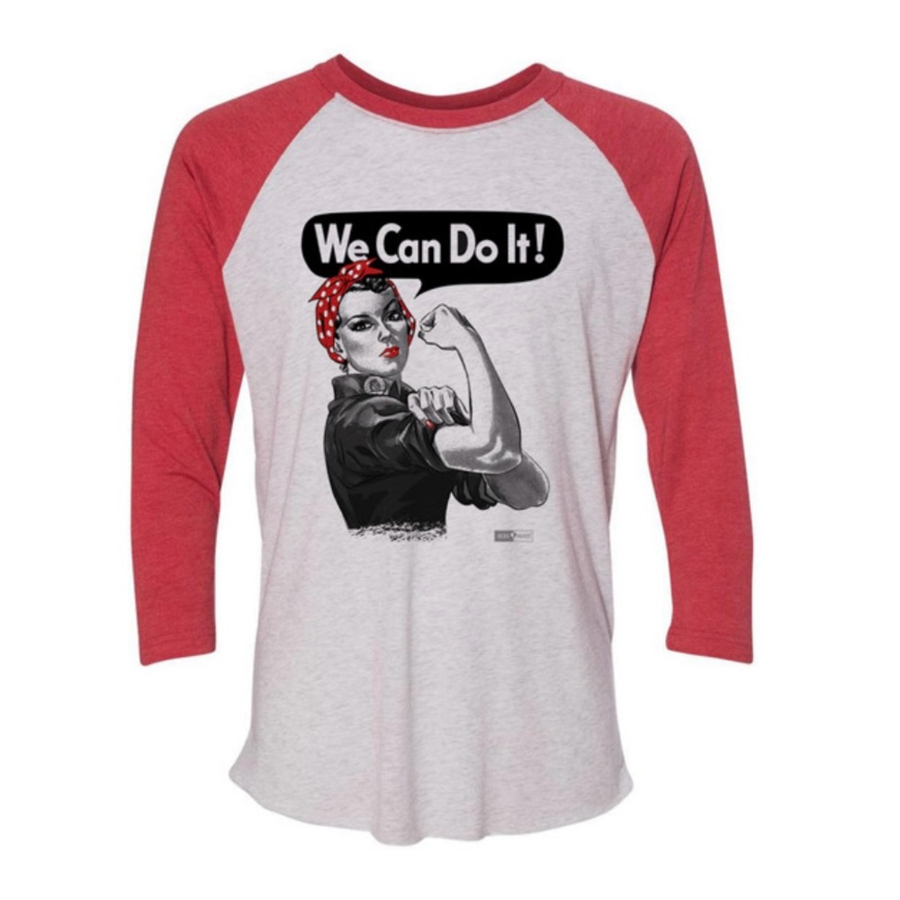 Red and White Graphic Rosie the Riveter Tee